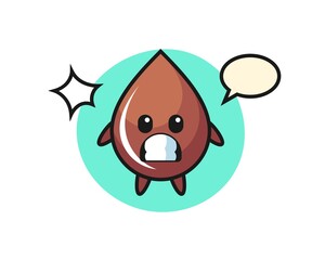 chocolate drop character cartoon with shocked gesture