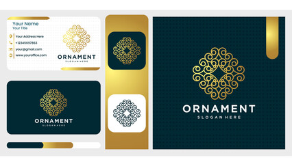 Naklejka premium Simple nature leaf ornament natural logo and business card , Collection of mandala with ornamental patterns of flowers and leaves.