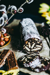 Homemade sweet salami. 