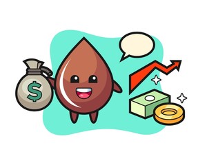 chocolate drop illustration cartoon holding money sack