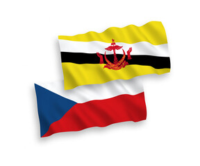 Flags of Czech Republic and Brunei on a white background