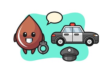 Cartoon mascot of chocolate drop as a police