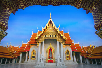 The Marble Temple, Wat Benchamabopitr Dusitvanaram in Bangkok, Landscape of Famous buddha temple...