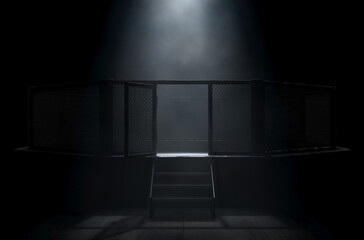 Fototapeta na wymiar MMA Cage Door Spotlight