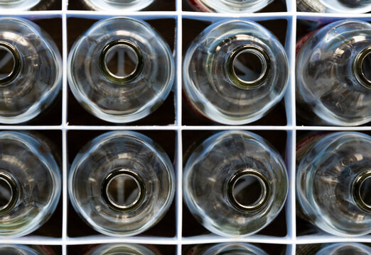 Top View Bottle Of Water In A Crate