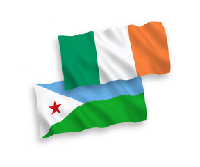 Flags of Ireland and Republic of Djibouti on a white background