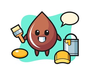 Character Illustration of chocolate drop as a painter