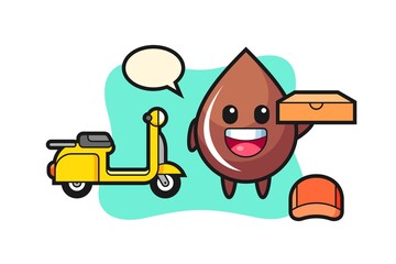 Character Illustration of chocolate drop as a pizza deliveryman