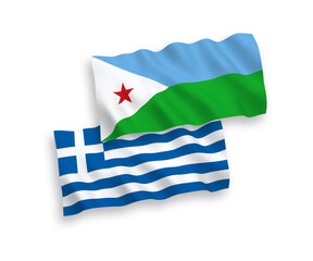 Flags of Greece and Republic of Djibouti on a white background