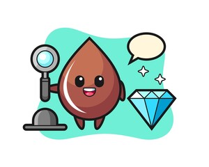 Illustration of chocolate drop character with a diamond