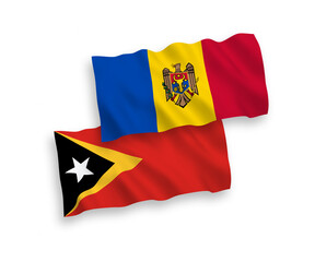 Flags of Moldova and East Timor on a white background
