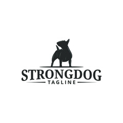 Strong dog logo design -  a silhouette of bull terrier vector