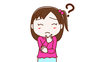 全然分からないのでうーんと考えて悩む少女
