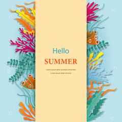 summer vacation template, under the sea, banner