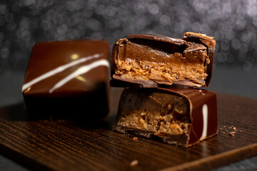 multicolored beautifully decorated handmade candies with fillings