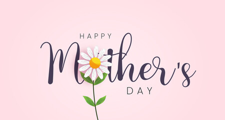 Happy Mother's day typography design with flower and white space, mothers day greetings background design vector illustration