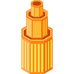 Futuristic city building skyscraper. Isometric modern illustration