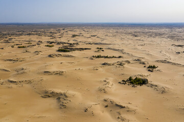 Aerial view of desert landscape in Rostov Oblast (so called Donskaya Sahara) on sunny summer day. Russia.