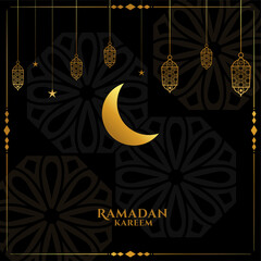 elegant black and golden ramadan kareem eid greeting design