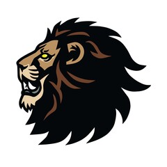 Lion Head Roar Sports Mascot Logo Vector Design Illustration