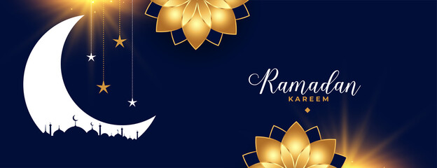 ramadan kareem eid season golden flower decorative banner © starlineart