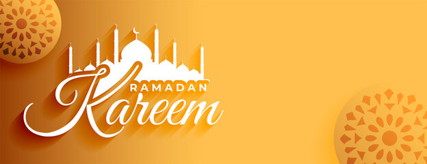 beautiful ramadan kareem golden banner design