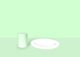 Pure mockup geometric studio for product presentation, blueback ground, 3d render, 3d illustration,pink and green abstract