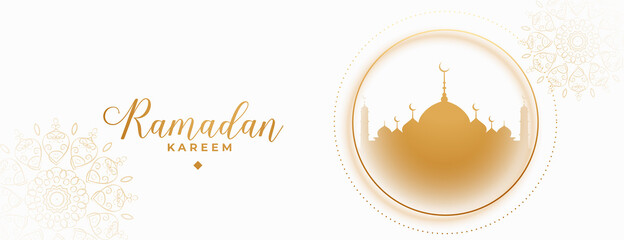 beautiful ramadan kareem white and golden banner design
