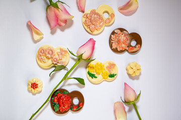 multicolored beautifully decorated handmade candies with fillings