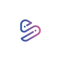 Obraz premium modern play icon logo with letter S - line art style logo design vector - logotype