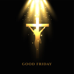 jesus crucifixion cross with glowing light rays good friday background