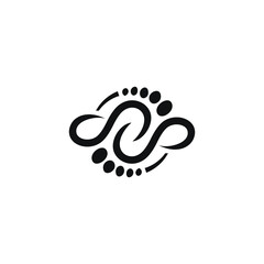 2 flipped healthy feet  in circle logo design vector - black and white