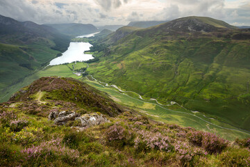 Fototapeta na wymiar Lake District mountain view of Buttermere, Summer afternoon.