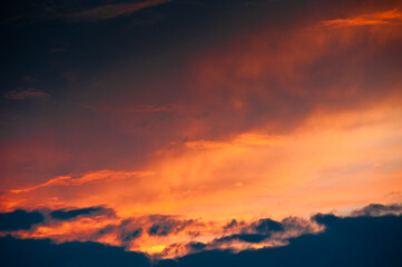 Beautiful orange summer sunset sky