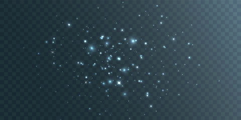 Glowing light effect with many glitter particles isolated on transparent background. Vector star cloud with dust. 