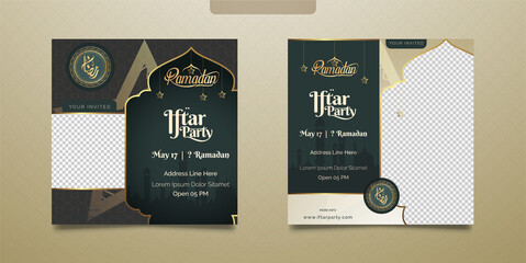 Naklejka premium Iftar party invitation online post template design