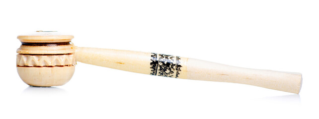Wooden cigarette holder on white background isolation