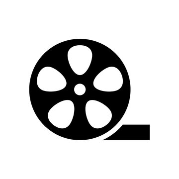 film reel icon design, glyph style, vector eps10