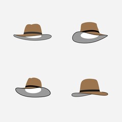 set of cowboy hat simple flat vector illustration