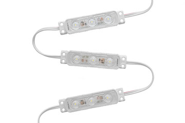 Led module with optical lens on isolated white background
