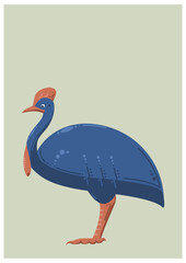 cute cassowary guineafowl illustration