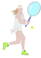 girl with the racket as a magnifying glass