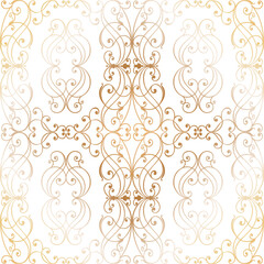 Gold ornament in vintage style on a white background.