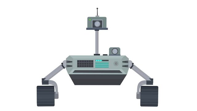 Animation of a Martian research rover, alpha channel enabled. Cartoon