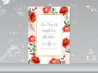wedding invitation card set with beautiful floral hand drawn