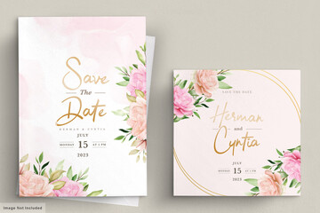 watercolor spring floral invitation card set