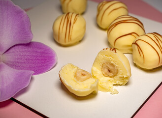 multicolored beautifully decorated handmade candies with fillings