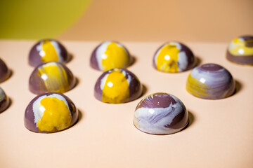 multicolored beautifully decorated handmade candies with fillings