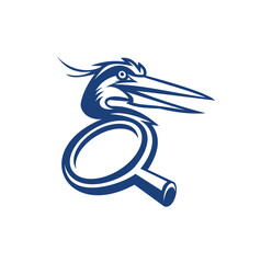 Stork Magnifying Glass Logo