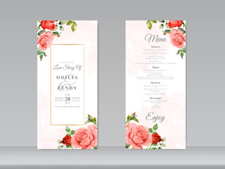 wedding invitation card set with beautiful floral hand drawn